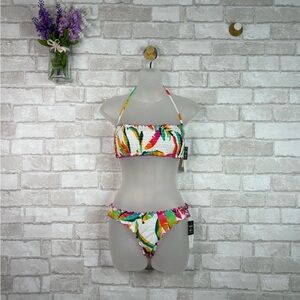 NWT Hula Honey Macy’s Bikini Swimsuit White Multicolor